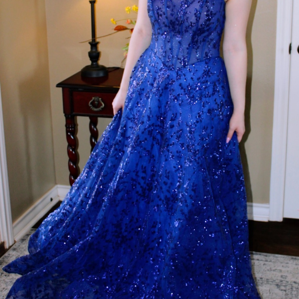 Dazzling Blue Sequin Evening Dress